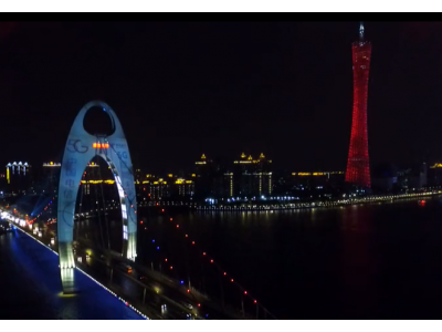 廣州地標獵德大橋投影廣告